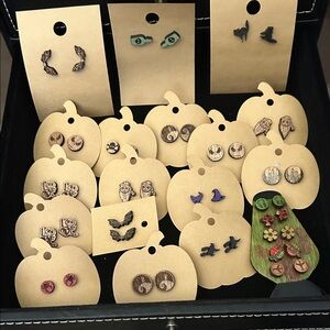 Halloween Themed Wooden Earrings Set